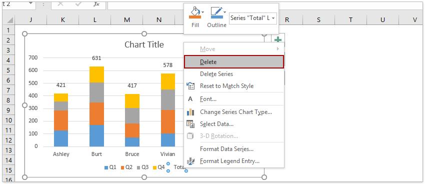 Cách dán nhãn tổng giá trị cho từng chuỗi dữ liệu trong biểu đồ cột chồng